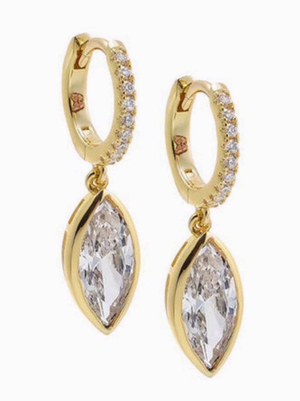 Adina Eden CZ Marquise Pave Huggie Earring nwt